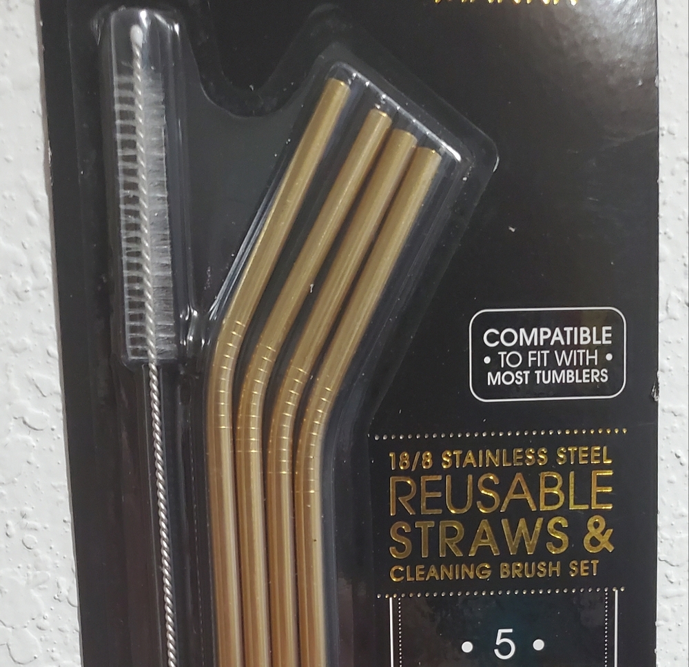 Manna Gold stainless steel Reusable Straw Set with brush - Picture 5 of 5